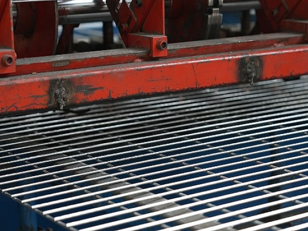 Reinforcing mesh is being fabricated